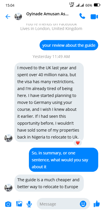 Oyinlade testimonial Germany visa guide Oyinlade Testimonial